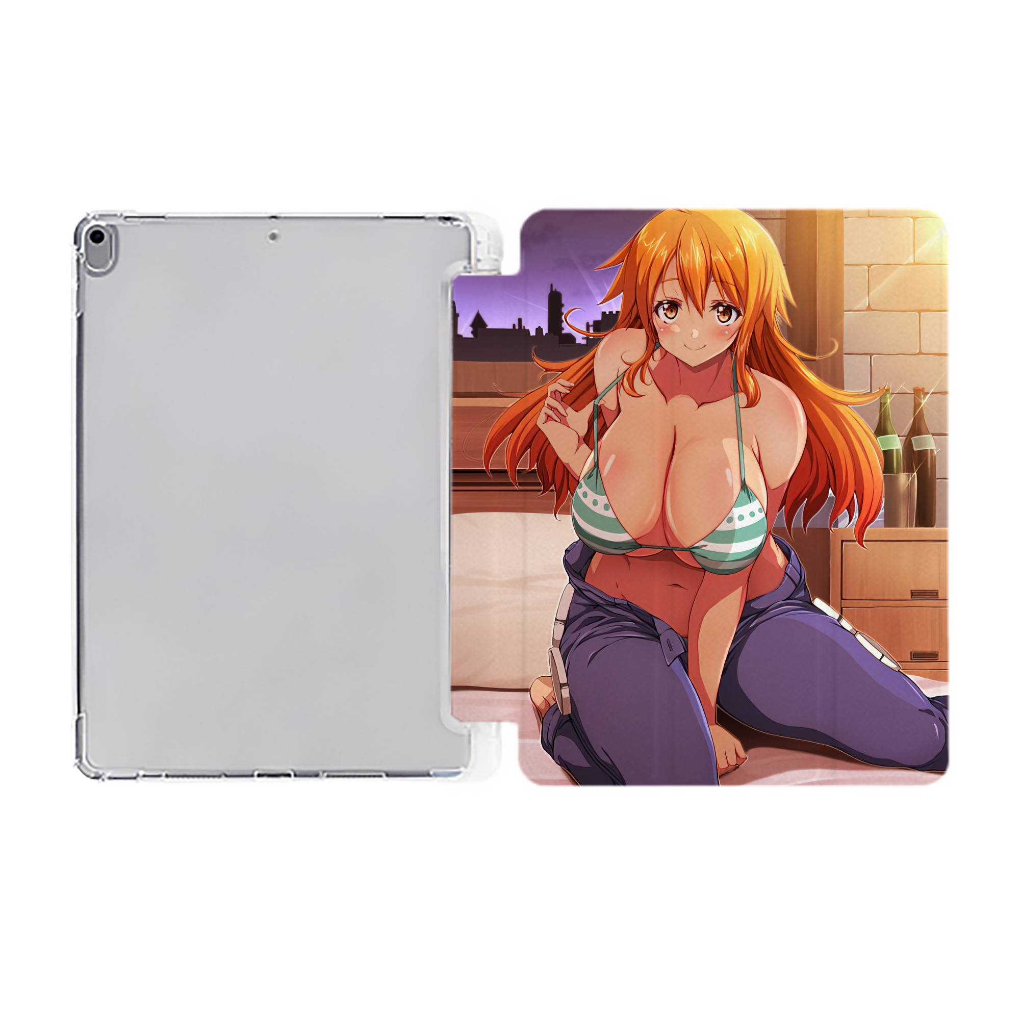 （画像用） ワンピース ONE PIECE IPad ケース ペン収納付き 三つ折りスタンド PUレザー×シリコン 対応機種9.5/10.5/10.9インチ
